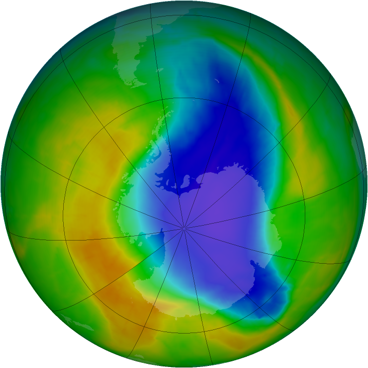 Antarctic ozone map for 02 November 2014